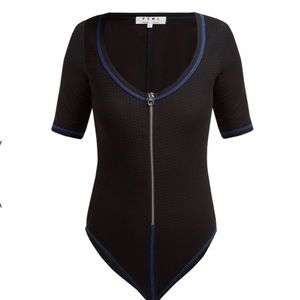Proenza Schouler Scoop neck stretch jersey quilt soft bodysuit top black